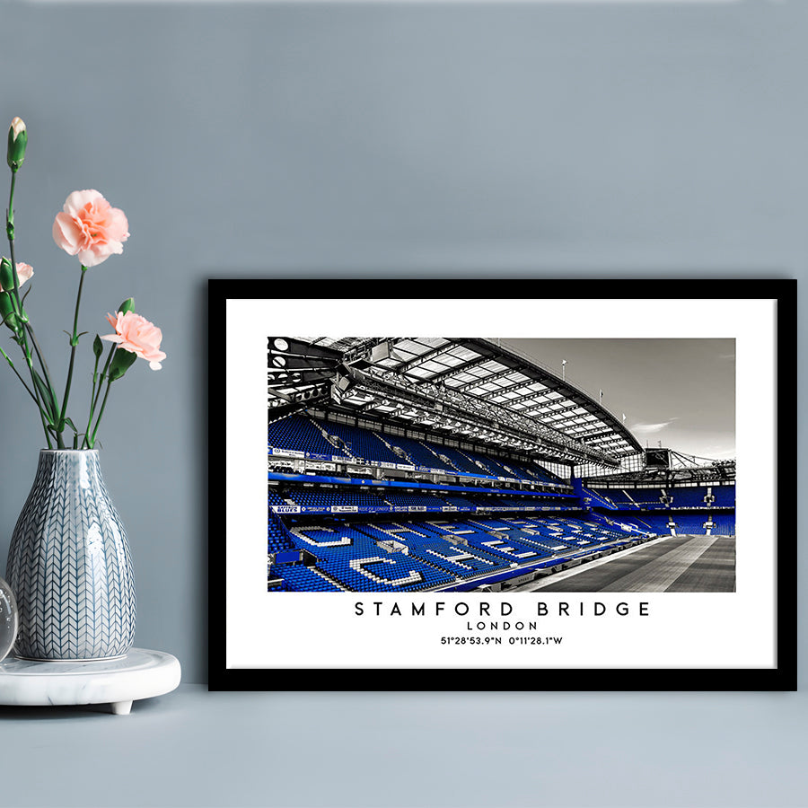 Stamford Bridge Stadium, Chelsea Home Ground Wall Art Print, Premier League Fans, Framed Art Print Wall Decor