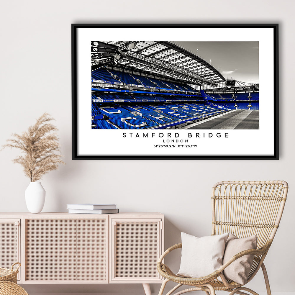 Stamford Bridge Stadium, Chelsea Home Ground Wall Art Print, Premier League Fans, Framed Canvas Print Wall Art