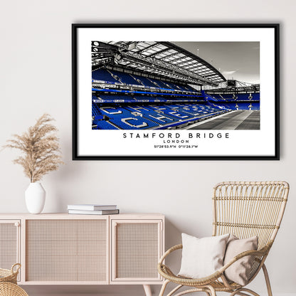 Stamford Bridge Stadium, Chelsea Home Ground Wall Art Print, Premier League Fans, Framed Canvas Print Wall Art