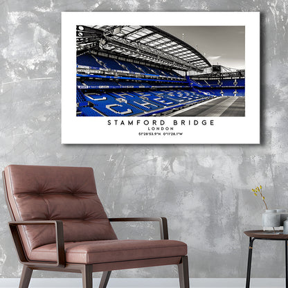 Stamford Bridge Stadium, Chelsea Home Ground Wall Art Print, Premier League Fans, Canvas Print Wall Art, Man Cave Gift