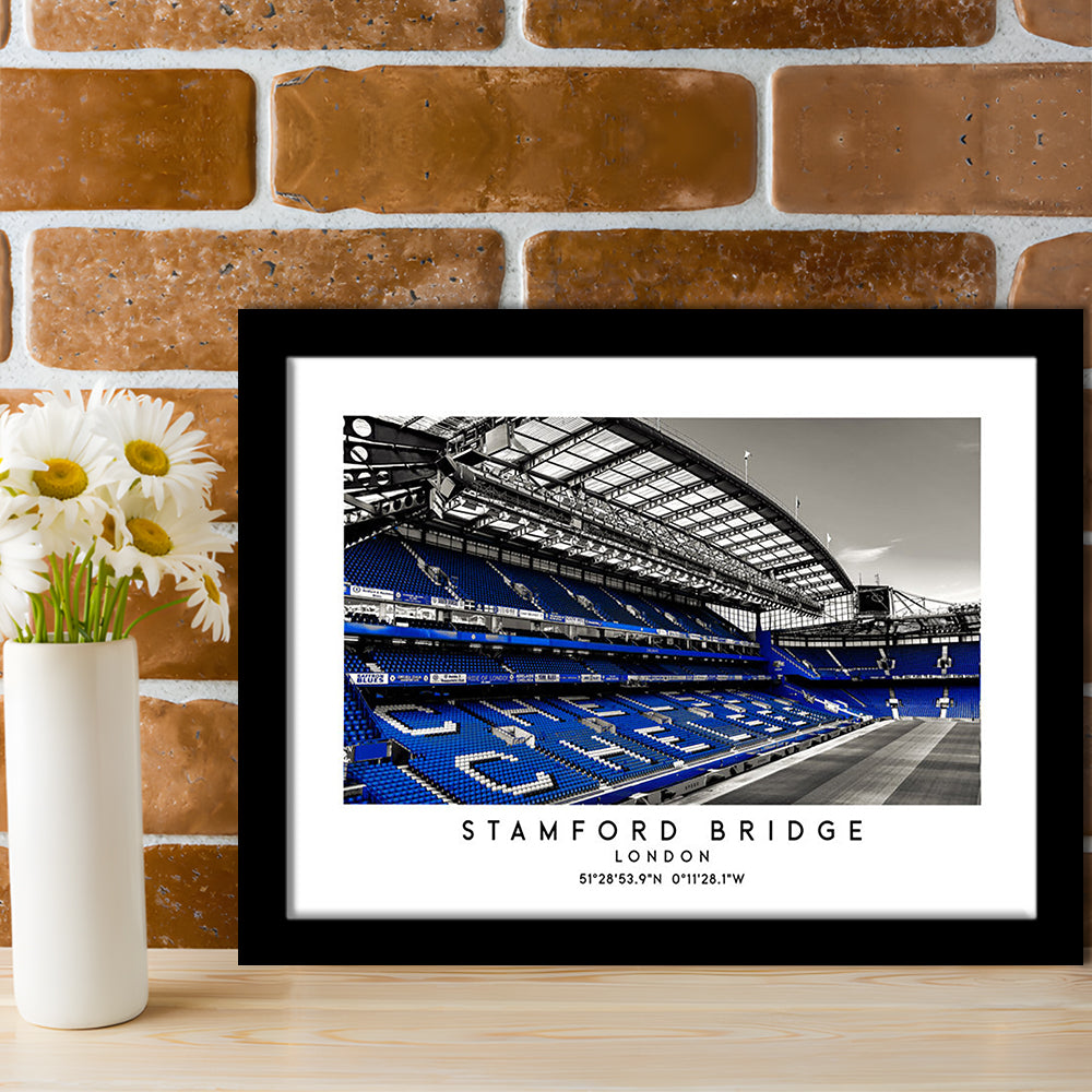 Stamford Bridge Stadium, Chelsea Home Ground Wall Art Print, Premier League Fans, Framed Art Print Wall Decor
