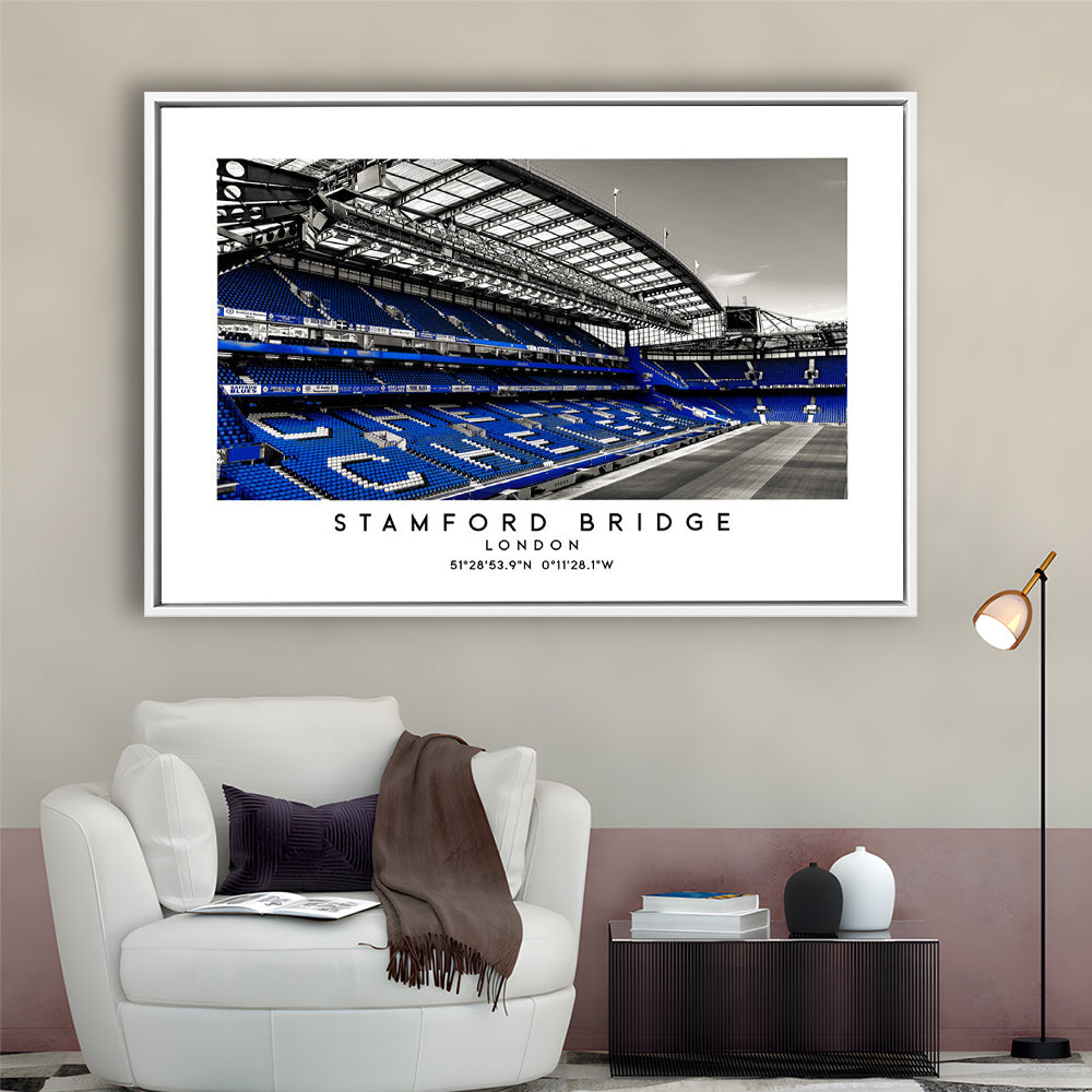 Stamford Bridge Stadium, Chelsea Home Ground Wall Art Print, Premier League Fans, Framed Canvas Print Wall Art