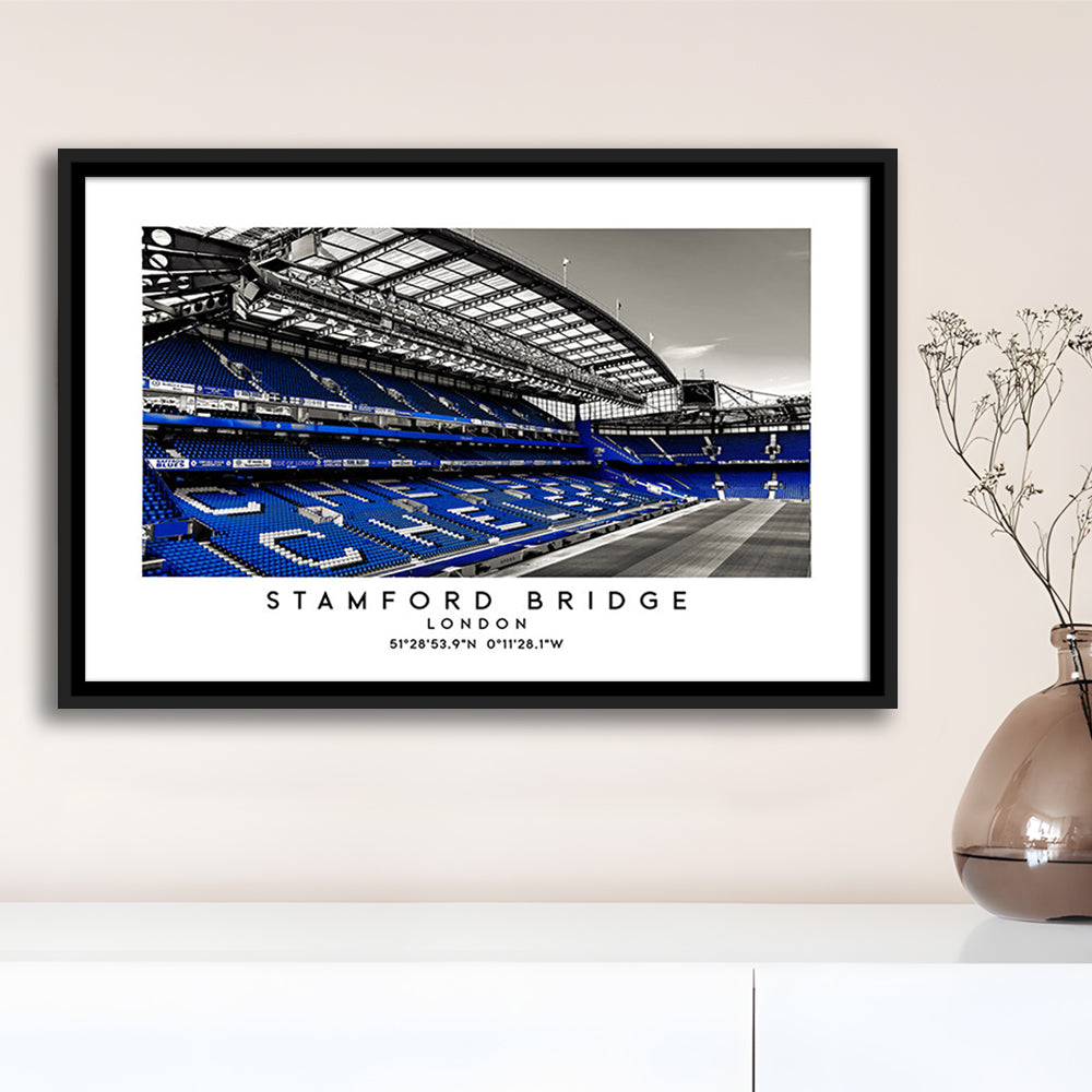 Stamford Bridge Stadium, Chelsea Home Ground Wall Art Print, Premier League Fans, Framed Canvas Print Wall Art