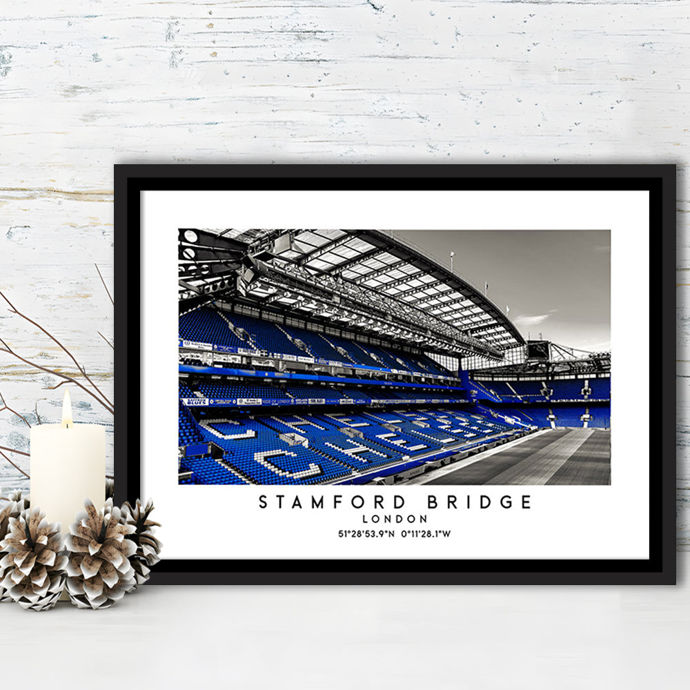 Stamford Bridge Stadium, Chelsea Home Ground Wall Art Print, Premier League Fans, Framed Canvas Print Wall Art