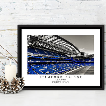 Stamford Bridge Stadium, Chelsea Home Ground Wall Art Print, Premier League Fans, Framed Canvas Print Wall Art