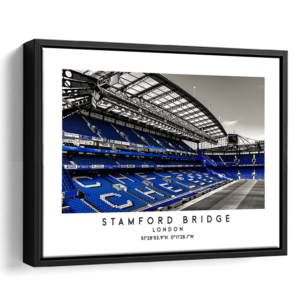 Stamford Bridge Stadium, Chelsea Home Ground Wall Art Print, Premier League Fans, Framed Canvas Print Wall Art
