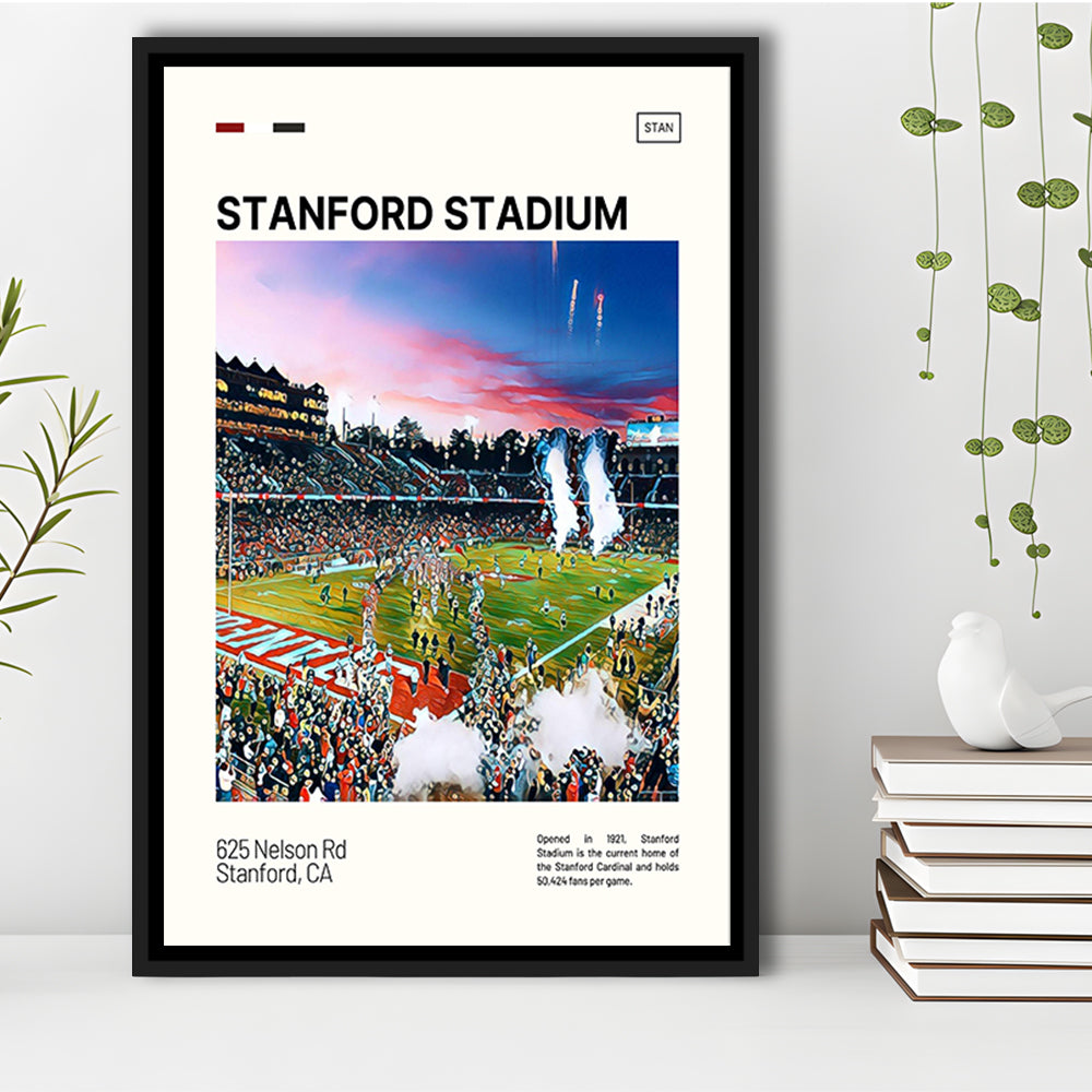Stanford Stadium Print, Stanford Cardinal Stadium Canvas Art, Man Cave Gift, Floating Framed Canvas Print Wall Art