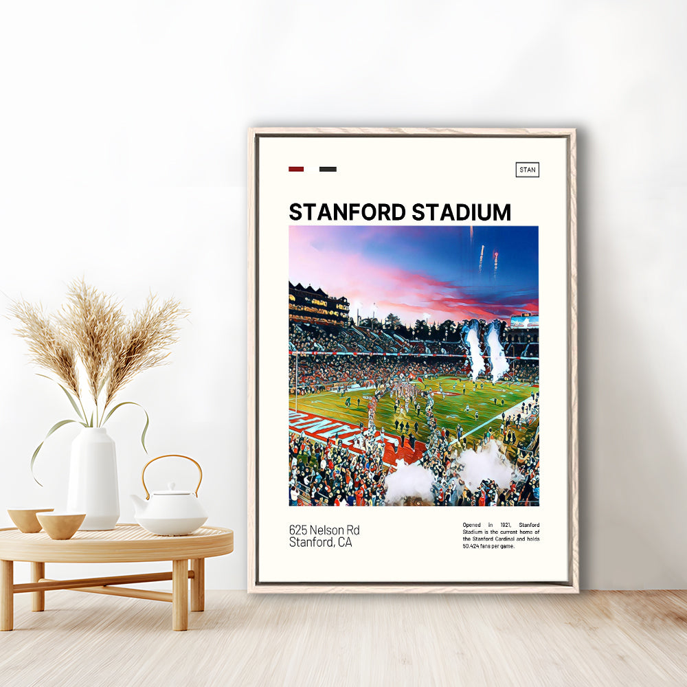 Stanford Stadium Print, Stanford Cardinal Stadium Canvas Art, Man Cave Gift, Floating Framed Canvas Print Wall Art