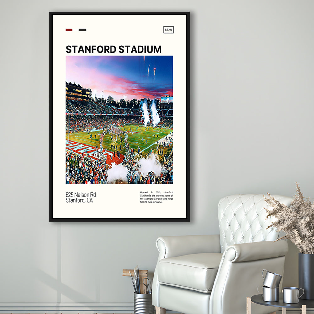 Stanford Stadium Print, Stanford Cardinal Stadium Canvas Art, Man Cave Gift, Floating Framed Canvas Print Wall Art