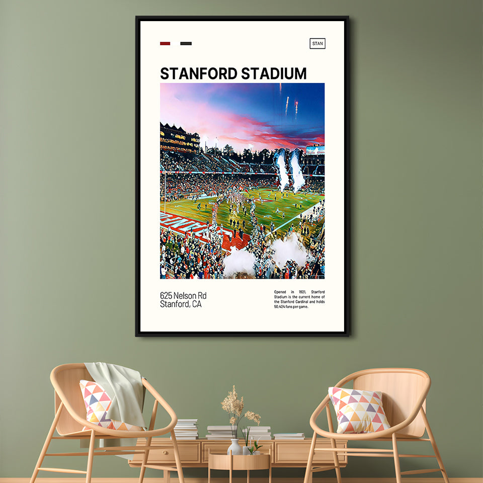 Stanford Stadium Print, Stanford Cardinal Stadium Canvas Art, Man Cave Gift, Floating Framed Canvas Print Wall Art