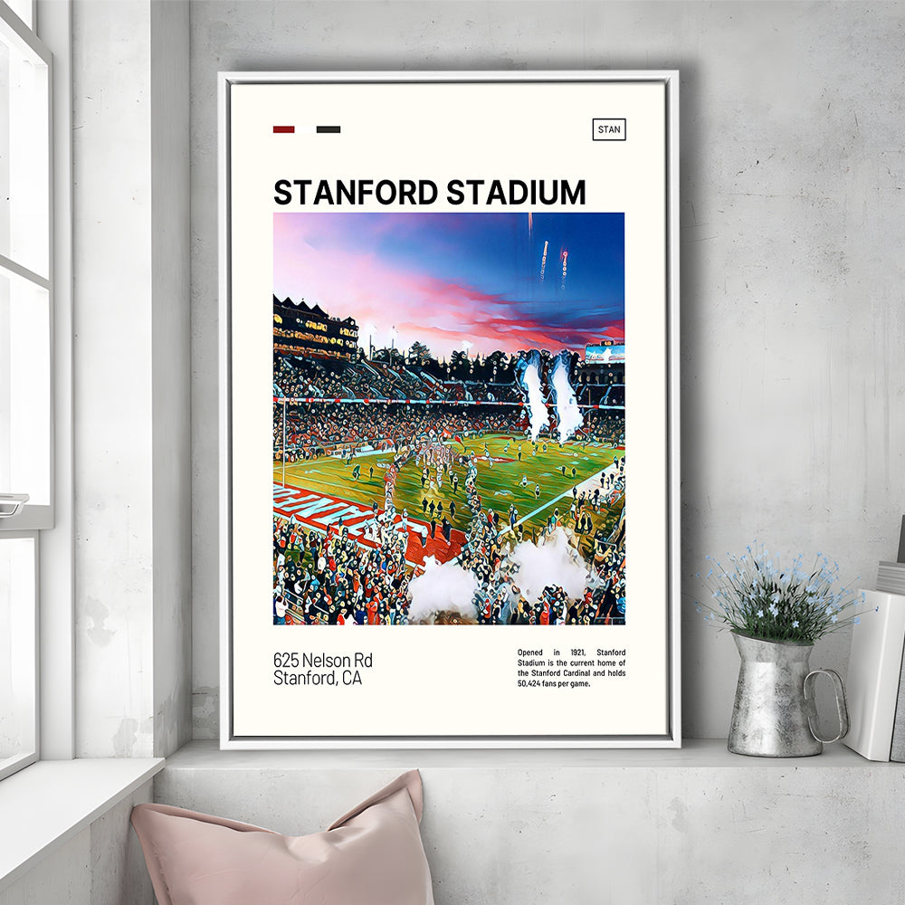 Stanford Stadium Print, Stanford Cardinal Stadium Canvas Art, Man Cave Gift, Floating Framed Canvas Print Wall Art