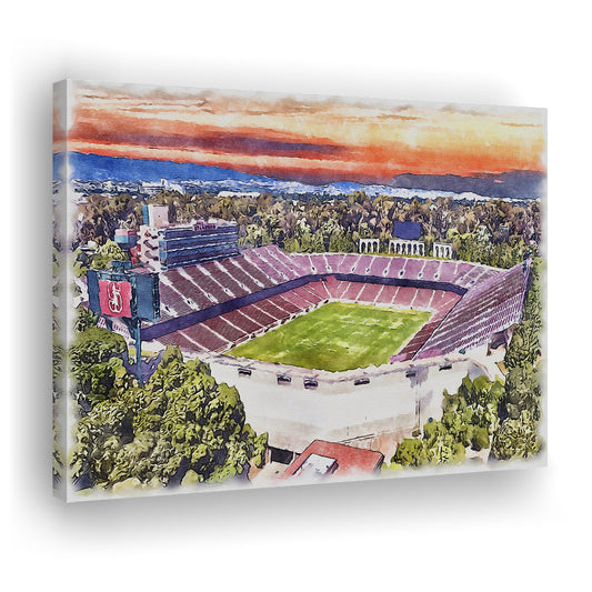 Stanford Painting Stadium Watercolor, Stanford California Watercolor, Sport Art, Gifts for him, Canvas Print Wall Art