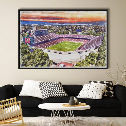 Stanford Painting Stadium Watercolor, Stanford California Watercolor, Sport Gift Art, Framed Canvas Print Wall Art