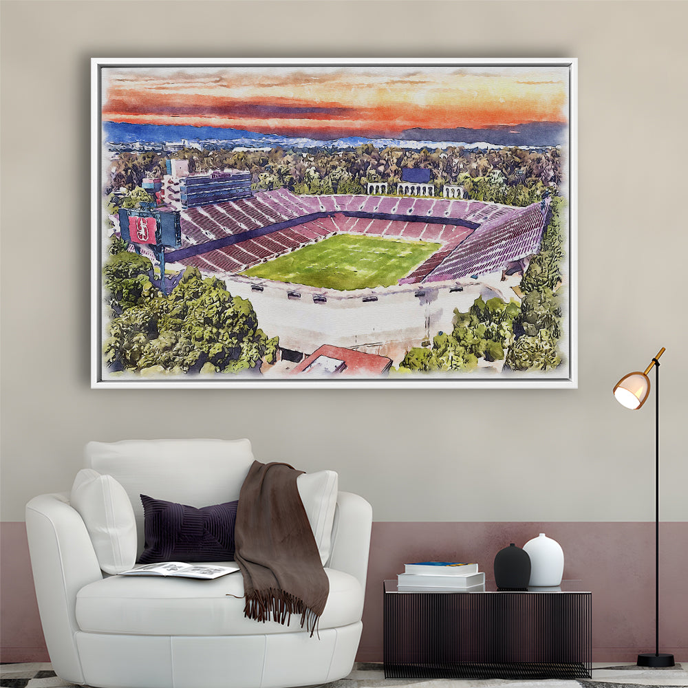 Stanford Painting Stadium Watercolor, Stanford California Watercolor, Sport Gift Art, Framed Canvas Print Wall Art