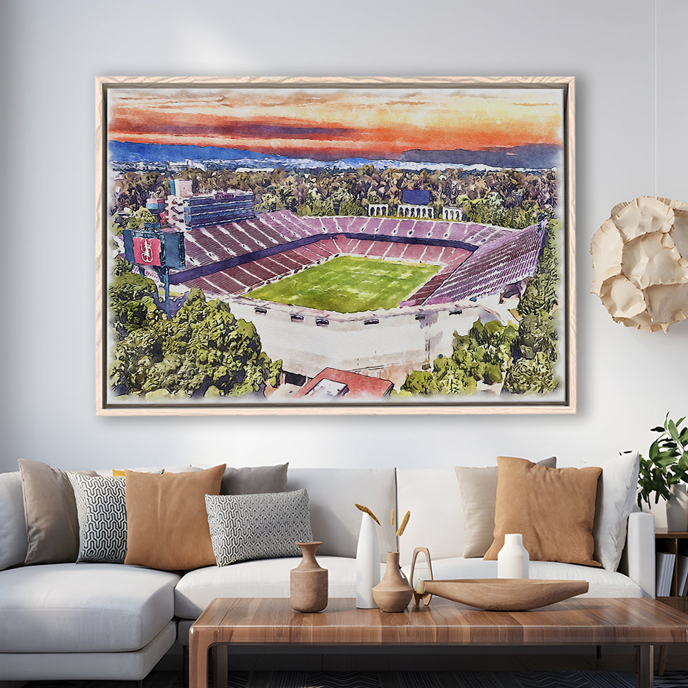 Stanford Painting Stadium Watercolor, Stanford California Watercolor, Sport Gift Art, Framed Canvas Print Wall Art