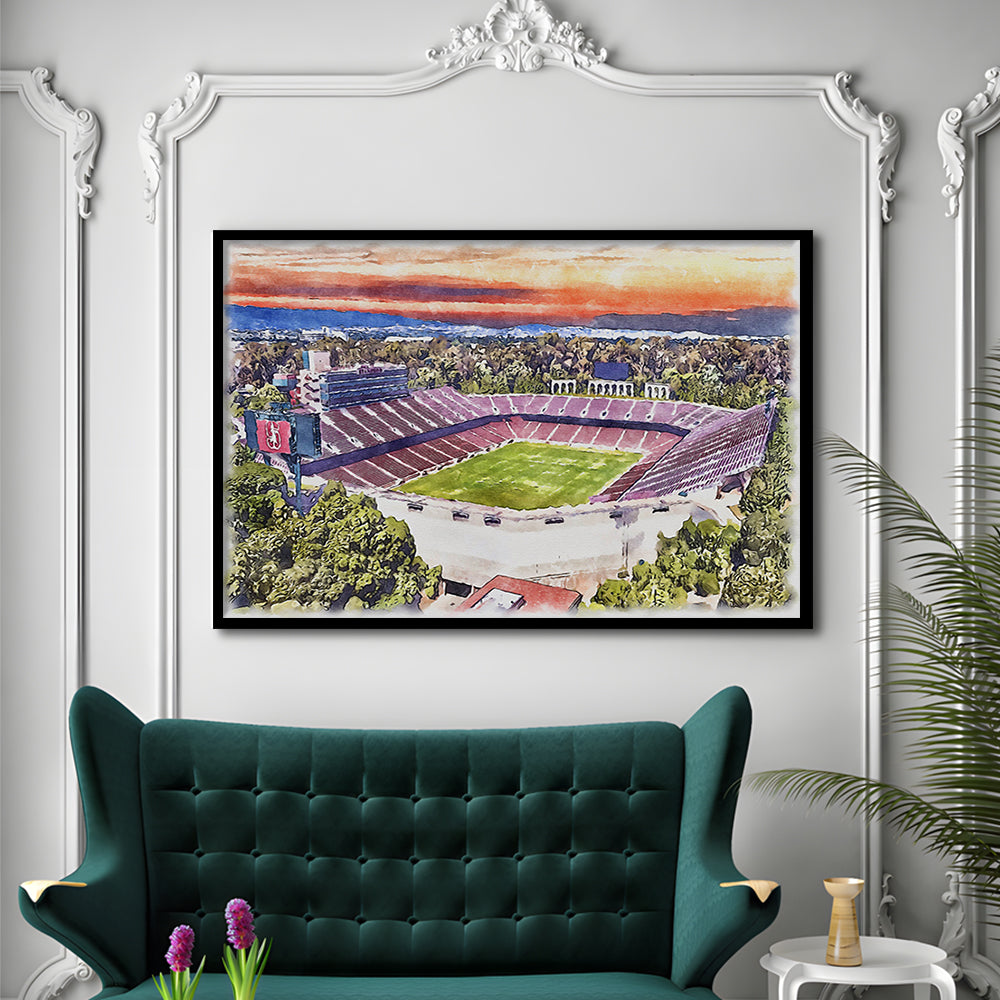 Stanford Painting Stadium Watercolor, Stanford California Watercolor, Sport Gift Art, Framed Art Print Wall Decor