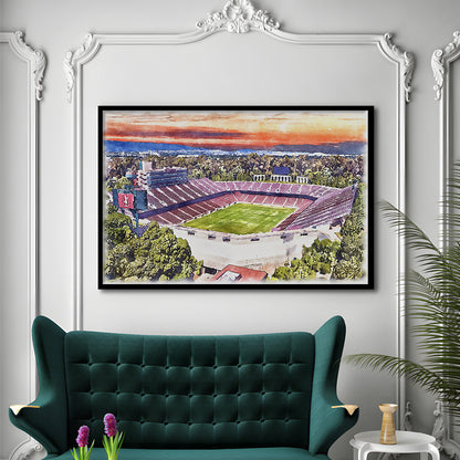 Stanford Painting Stadium Watercolor, Stanford California Watercolor, Sport Gift Art, Framed Art Print Wall Decor