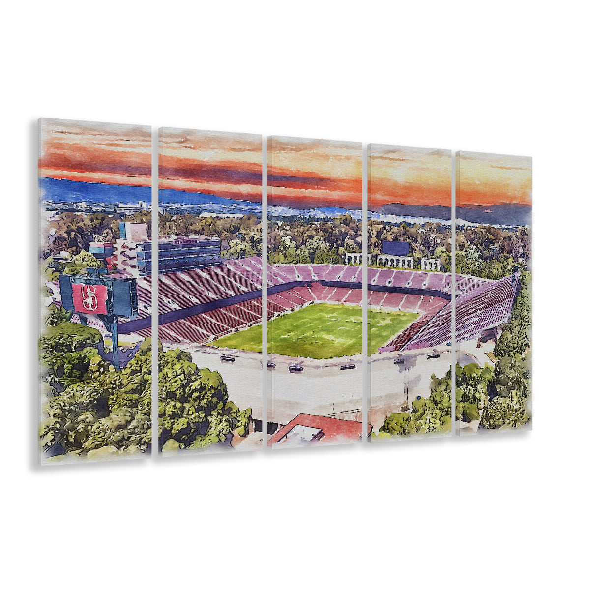 Stanford Painting Stadium Watercolor, Stanford California Watercolor, Sport Art, Extra Large Canvas Print Wall Art