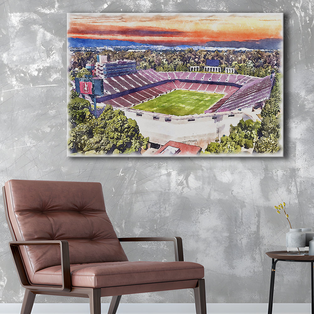 Stanford Painting Stadium Watercolor, Stanford California Watercolor, Sport Art, Gifts for him, Canvas Print Wall Art