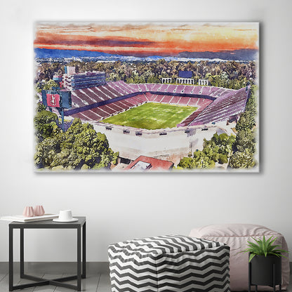 Stanford Painting Stadium Watercolor, Stanford California Watercolor, Sport Art, Gifts for him, Canvas Print Wall Art