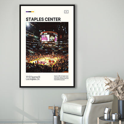 Staples Center Print, Los Angeles Lakers Stadium Canvas Art, Man Cave Gift, Floating Framed Canvas Print Wall Art
