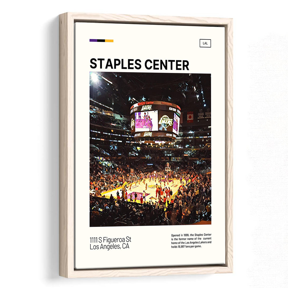 Staples Center Print, Los Angeles Lakers Stadium Canvas Art, Man Cave Gift, Floating Framed Canvas Print Wall Art