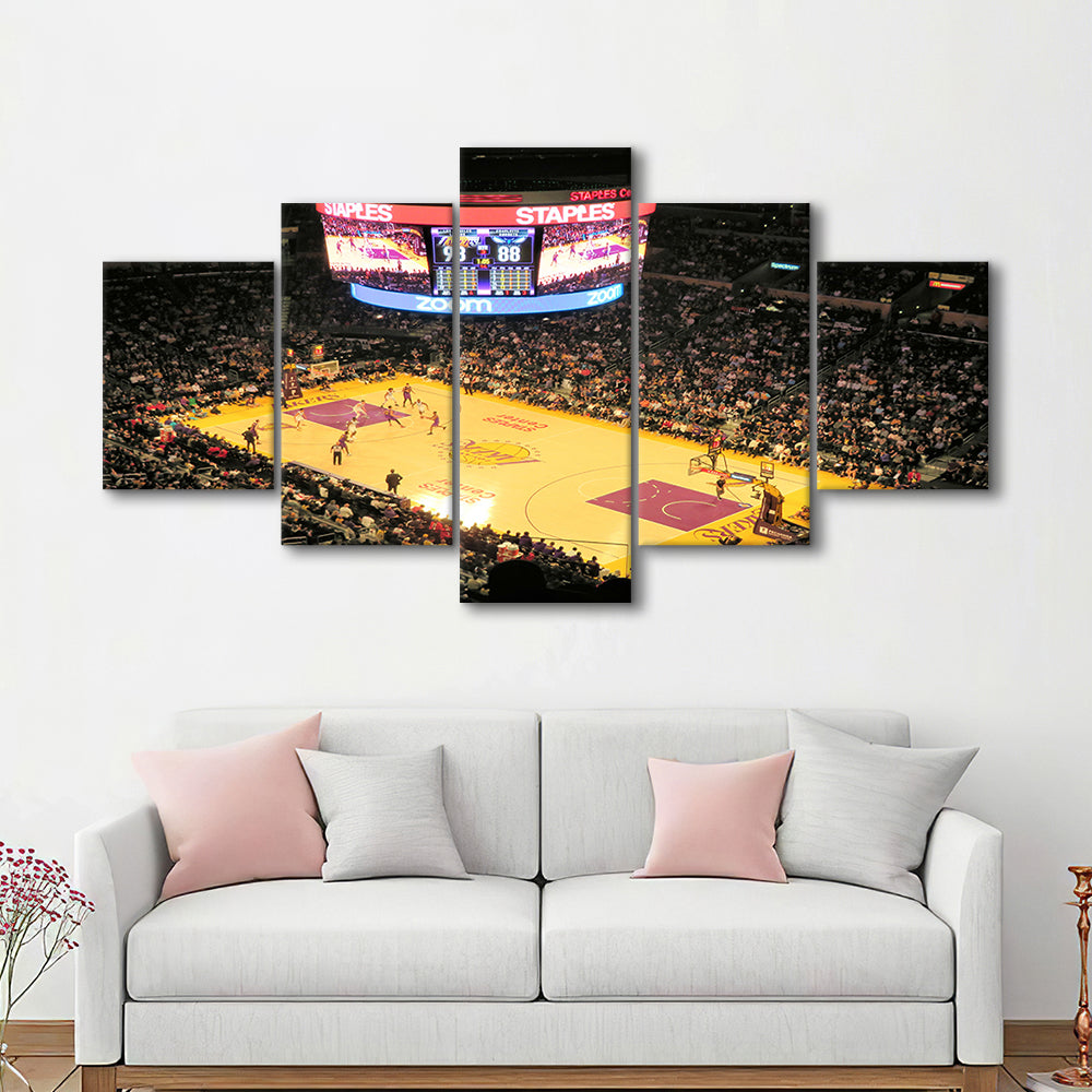 Staples Center in La, Stadium Canvas, Sport Art, Gift for him, 5 Panel, Large Canvas, Canvas Print Wall Art