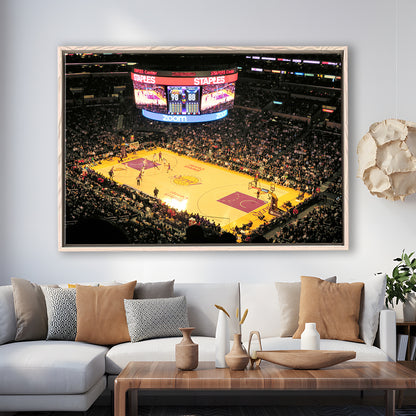 Staples Center in La, Stadium Canvas, Sport Art, Framed Canvas Print Wall Art, Floating Frame