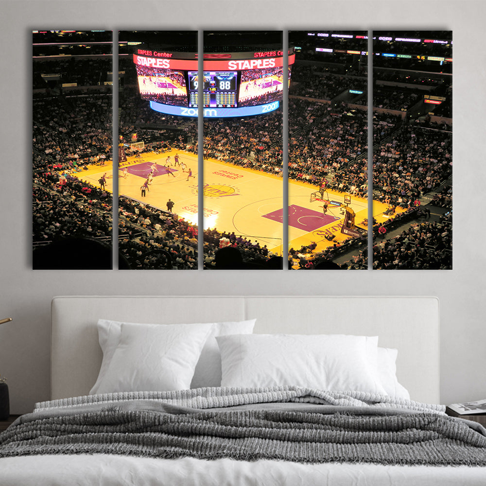 Staples Center in La, Stadium Canvas, Sport Art, 5 Panel B, Extra Large Canvas, Canvas Print Wall Art