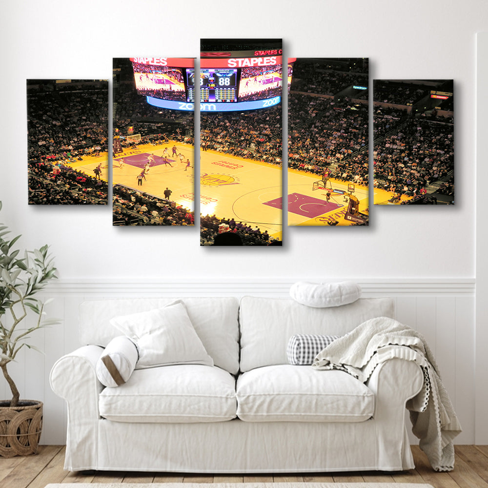 Staples Center in La, Stadium Canvas, Sport Art, Gift for him, 5 Panel, Large Canvas, Canvas Print Wall Art