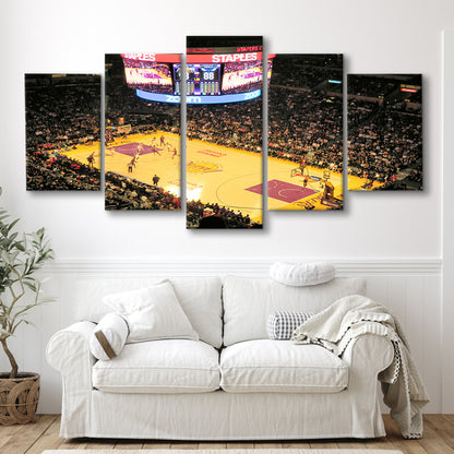 Staples Center in La, Stadium Canvas, Sport Art, Gift for him, 5 Panel, Large Canvas, Canvas Print Wall Art