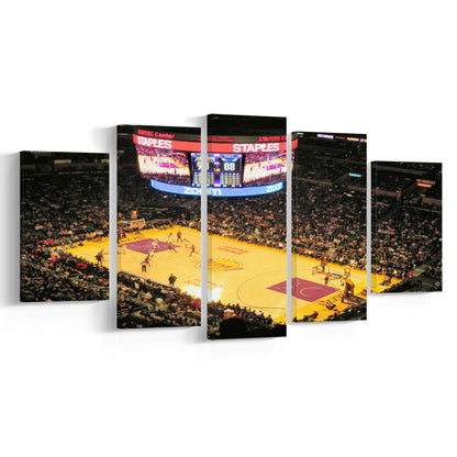 Staples Center in La, Stadium Canvas, Sport Art, Gift for him, 5 Panel, Large Canvas, Canvas Print Wall Art