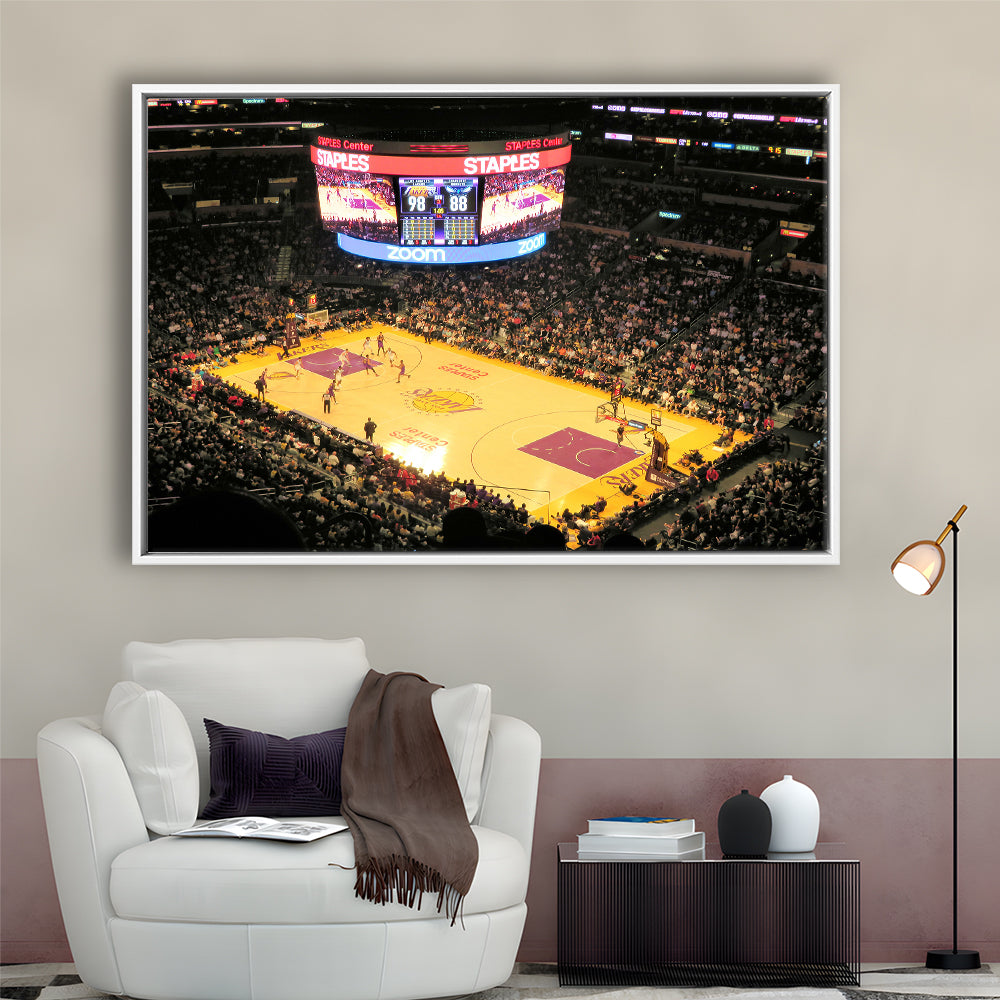 Staples Center in La, Stadium Canvas, Sport Art, Framed Canvas Print Wall Art, Floating Frame