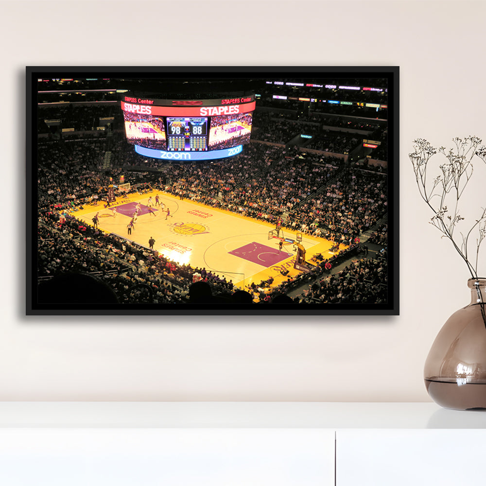Staples Center in La, Stadium Canvas, Sport Art, Framed Canvas Print Wall Art, Floating Frame