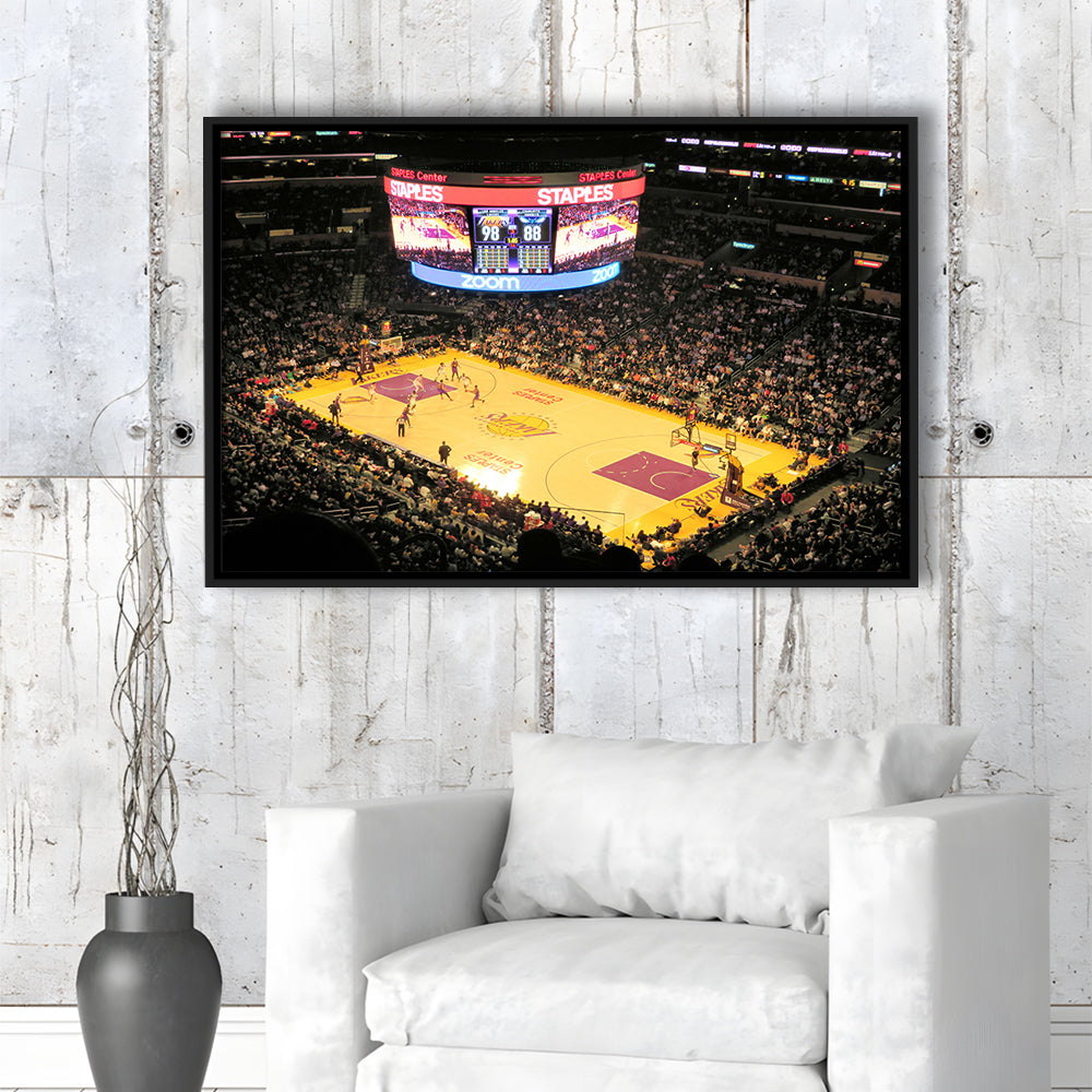 Staples Center in La, Stadium Canvas, Sport Art, Framed Canvas Print Wall Art, Floating Frame