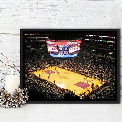 Staples Center in La, Stadium Canvas, Sport Art, Framed Canvas Print Wall Art, Floating Frame