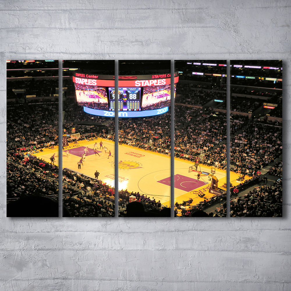 Staples Center in La, Stadium Canvas, Sport Art, 5 Panel B, Extra Large Canvas, Canvas Print Wall Art