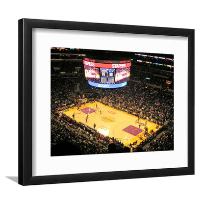 Staples Center in La, Stadium Canvas, Sport Art, Gift for him, White Border Framed Art Print Wall Decor