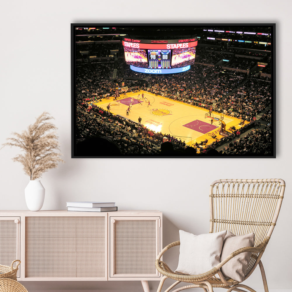 Staples Center in La, Stadium Canvas, Sport Art, Framed Canvas Print Wall Art, Floating Frame