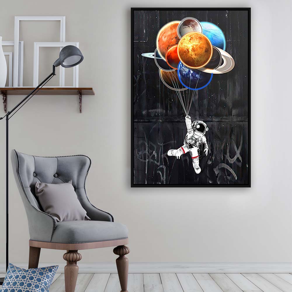 Stars The Limit, Neon Sign Effect, Framed Canvas Print, Floating Frame, Luxury Wall Art Decor
