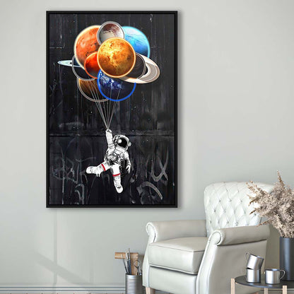 Stars The Limit, Neon Sign Effect, Framed Canvas Print, Floating Frame, Luxury Wall Art Decor