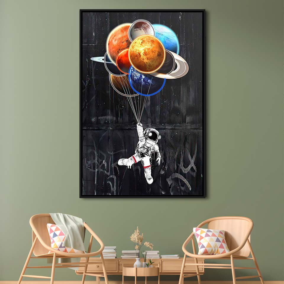 Stars The Limit, Neon Sign Effect, Framed Canvas Print, Floating Frame, Luxury Wall Art Decor