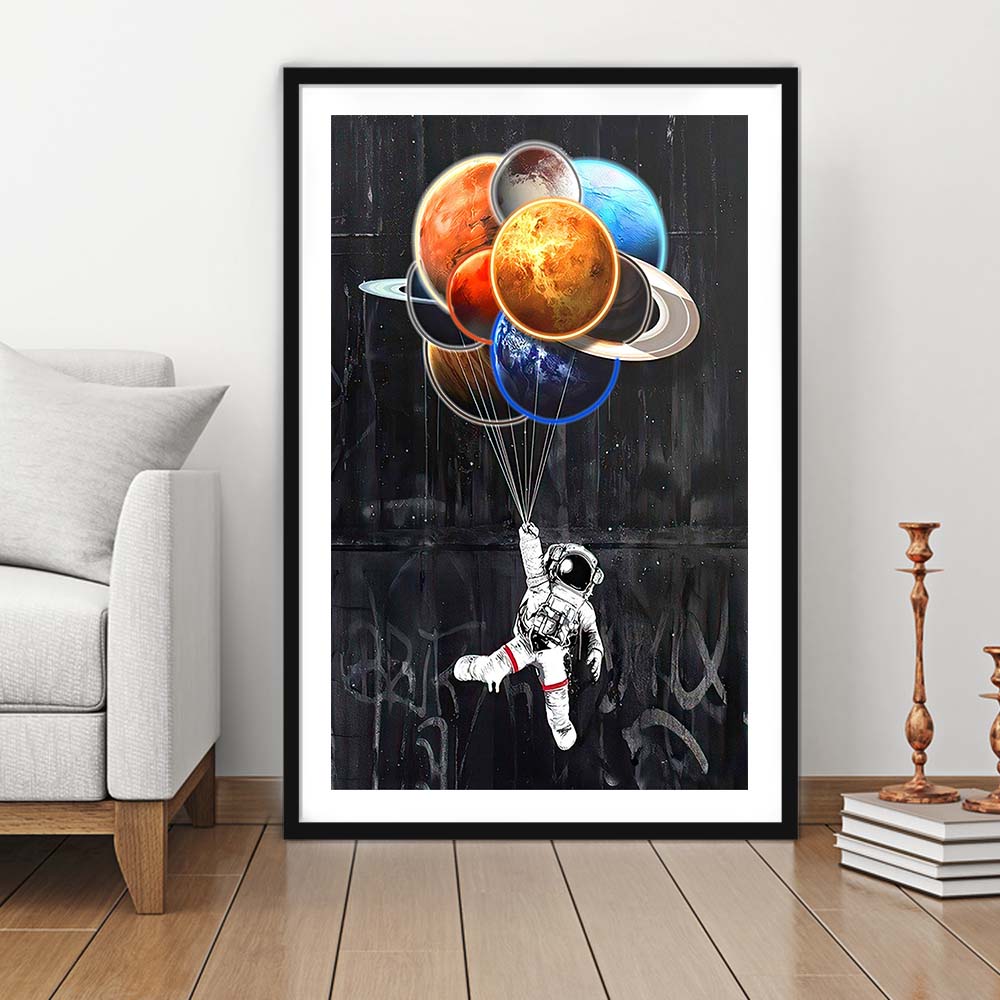 Stars The Limit, Neon Sign Effect, Framed Art Print, Luxury Pictures Framed, White Border