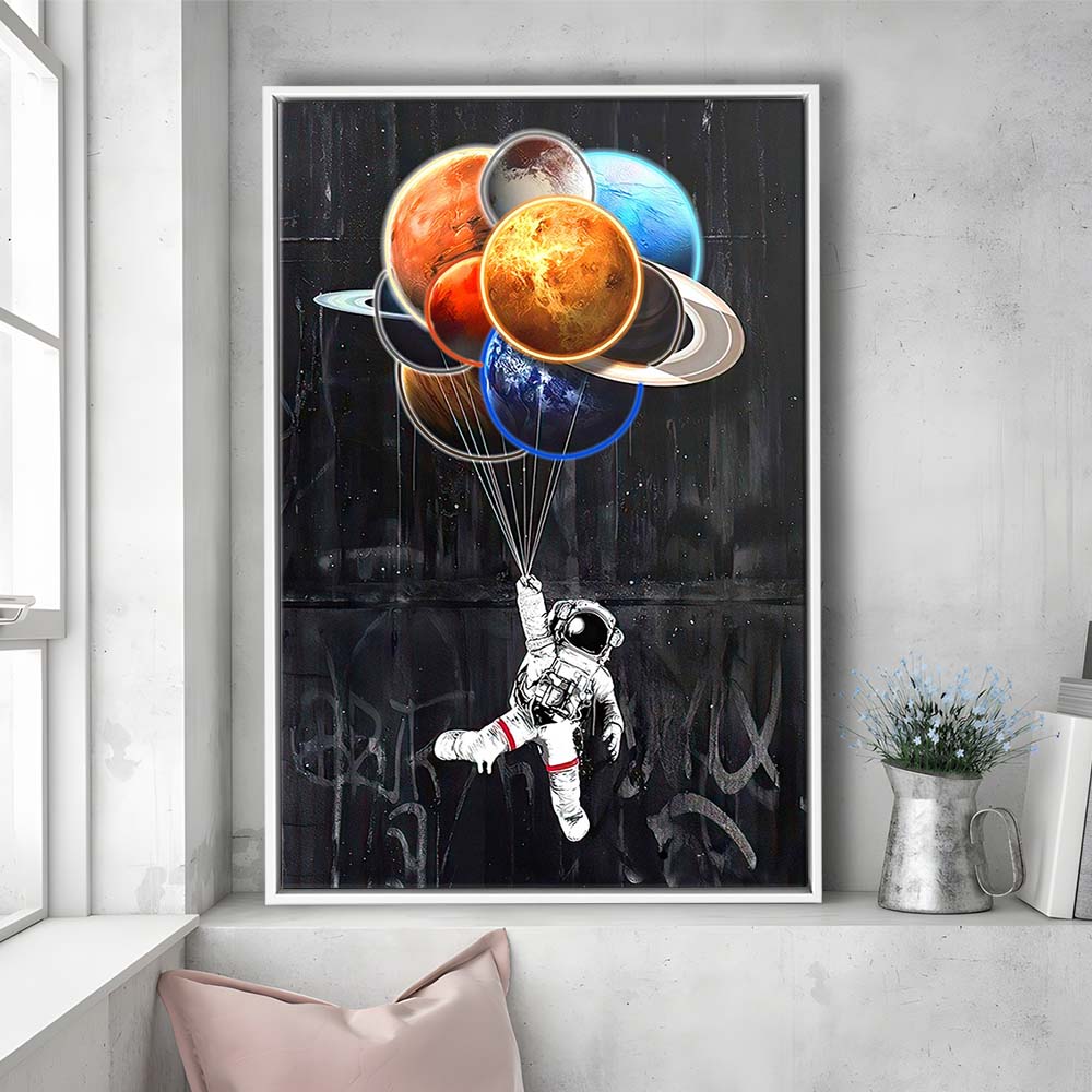 Stars The Limit, Neon Sign Effect, Framed Canvas Print, Floating Frame, Luxury Wall Art Decor