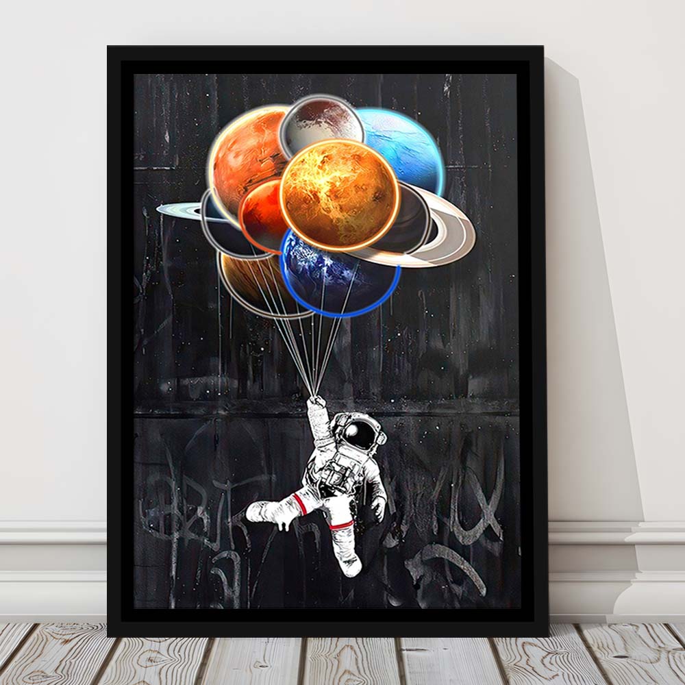 Stars The Limit, Neon Sign Effect, Framed Canvas Print, Floating Frame, Luxury Wall Art Decor