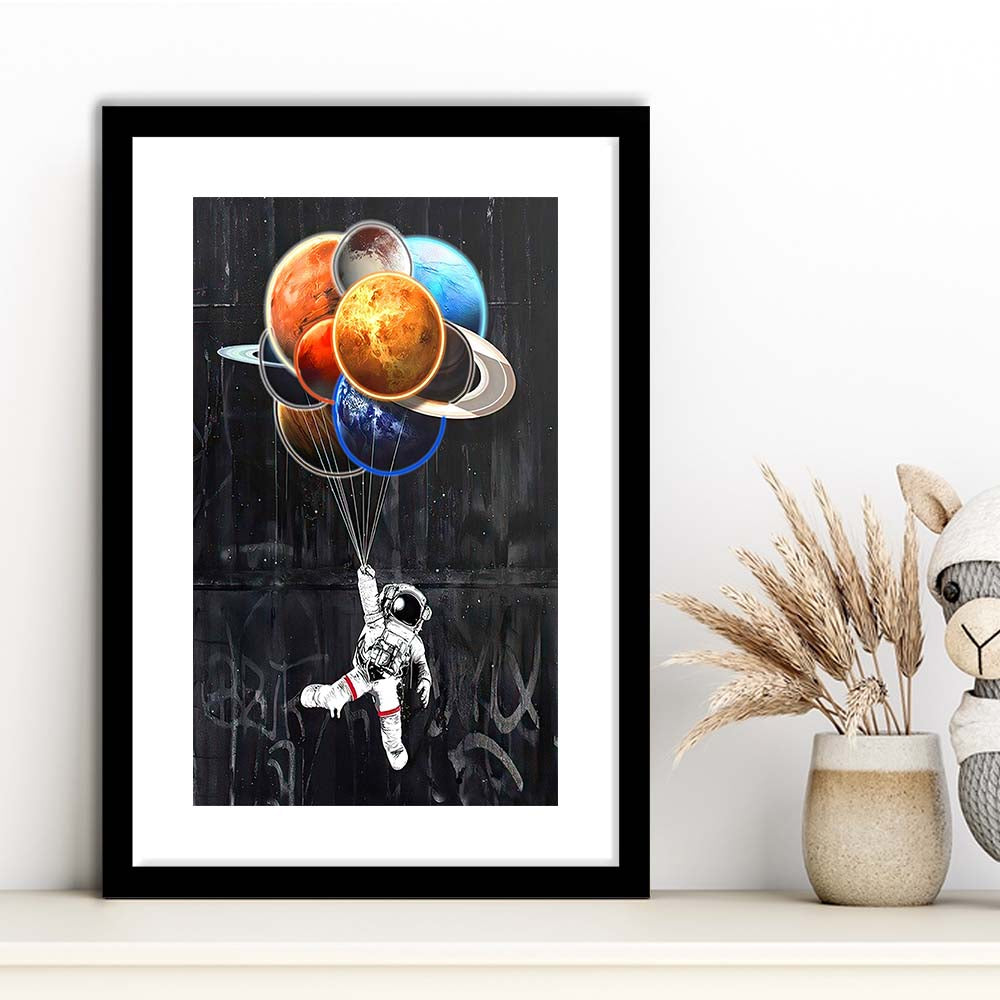 Stars The Limit, Neon Sign Effect, Framed Art Print, Luxury Pictures Framed, White Border