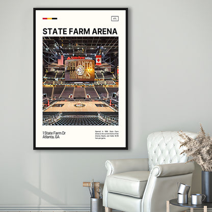 State Farm Arena Print, Atlanta Hawks Stadium Canvas Art, Man Cave Gift, Floating Framed Canvas Print Wall Art