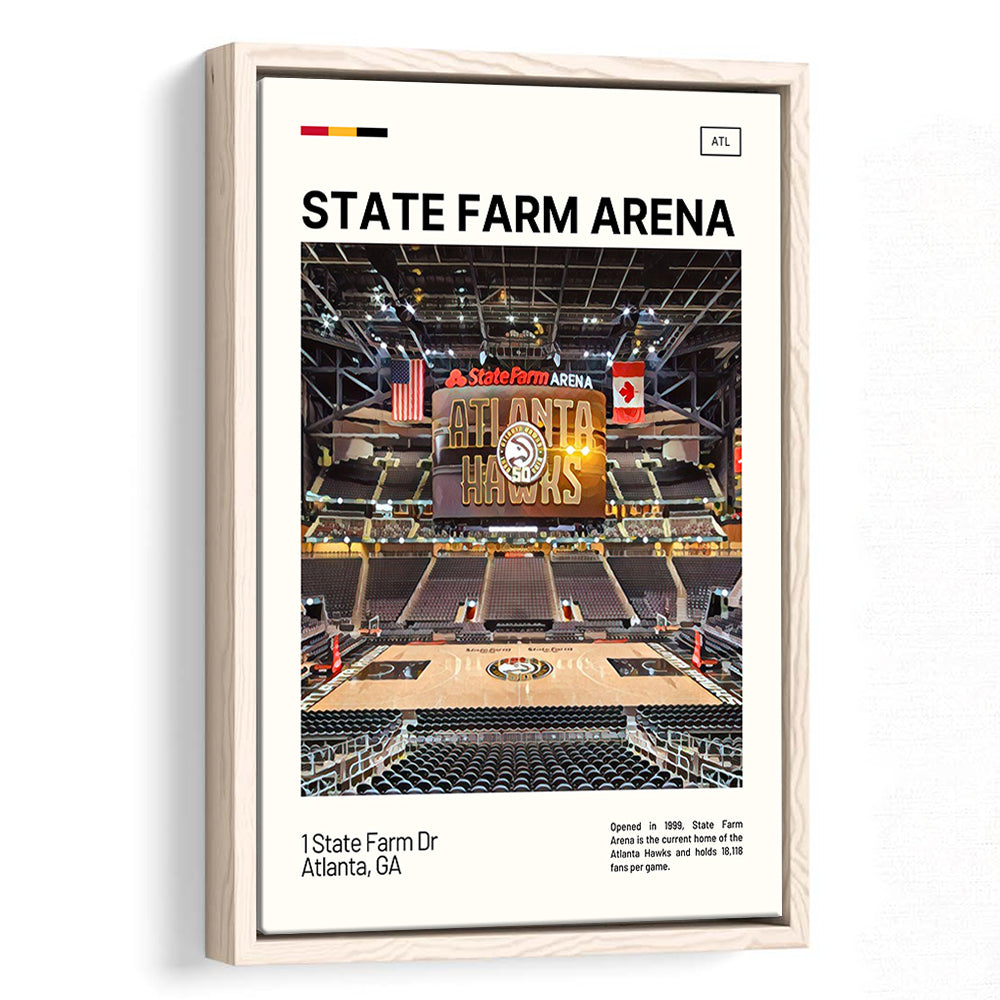 State Farm Arena Print, Atlanta Hawks Stadium Canvas Art, Man Cave Gift, Floating Framed Canvas Print Wall Art
