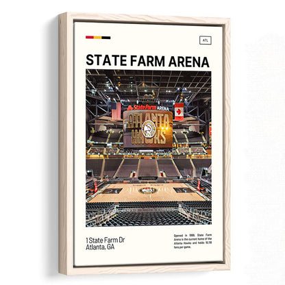 State Farm Arena Print, Atlanta Hawks Stadium Canvas Art, Man Cave Gift, Floating Framed Canvas Print Wall Art