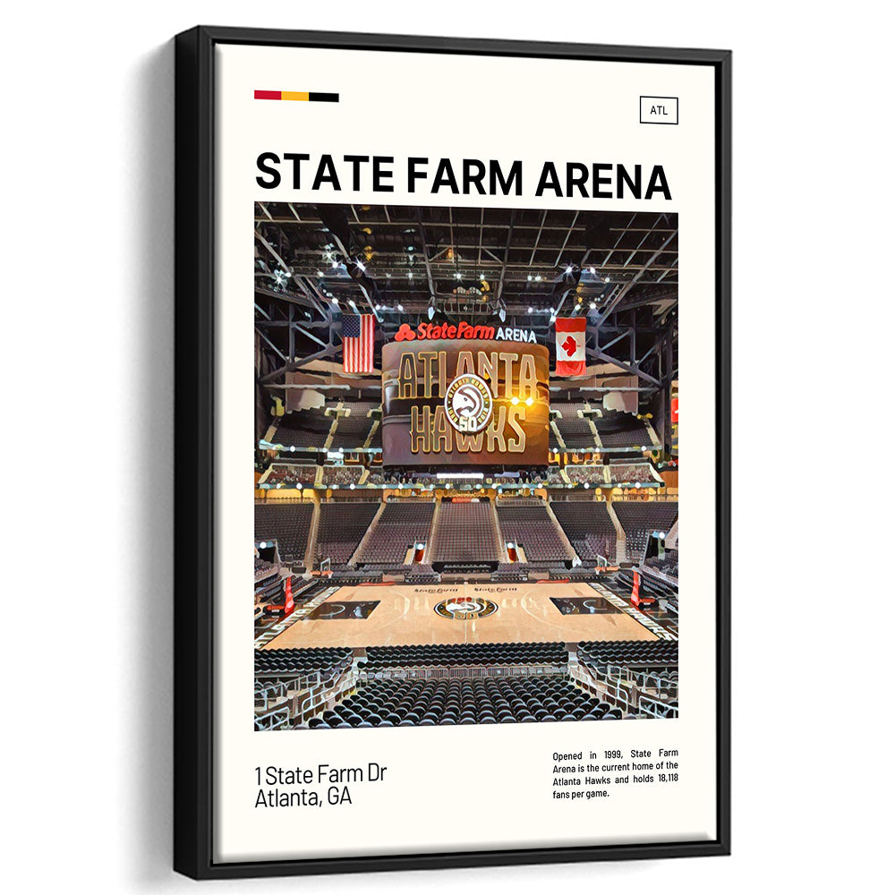 State Farm Arena Print, Atlanta Hawks Stadium Canvas Art, Man Cave Gift, Floating Framed Canvas Print Wall Art